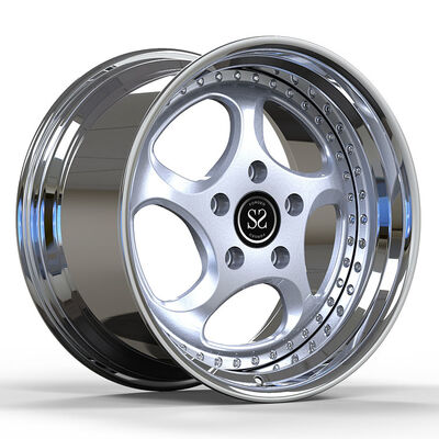 19x9 and 19x12 Silver Disc and Polished Barrel Custom 2-PC Forged Rims for Porsche Boxter
