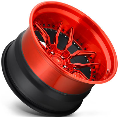 1990 मस्टैंग 18x8.0 और 18x10 चमकदार लाल कस्टम 3-पीसी फोल्डेड व्हील्स